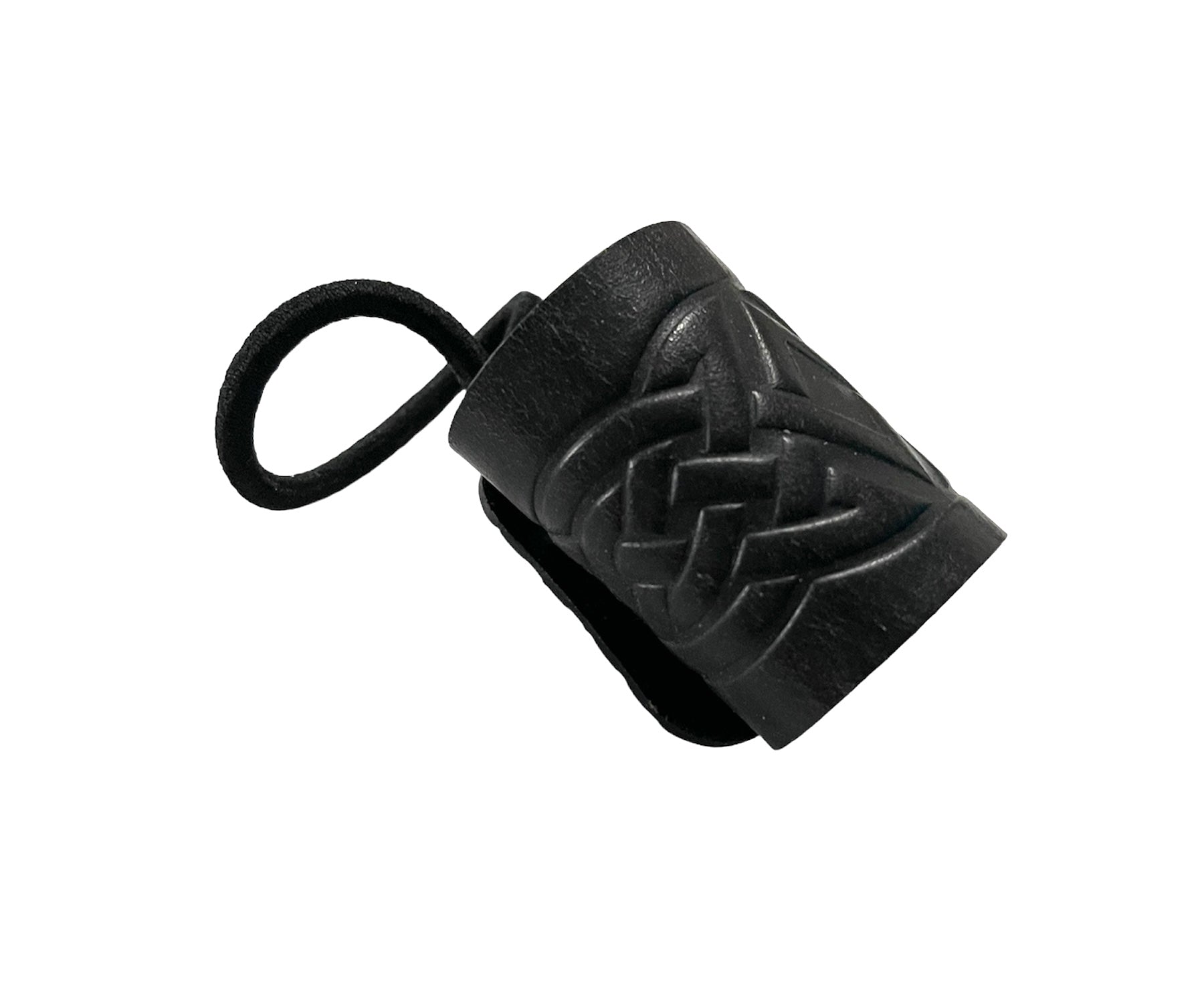 Handmade Black Leather Viking Long Knot Hair Tie Ponytail Holder