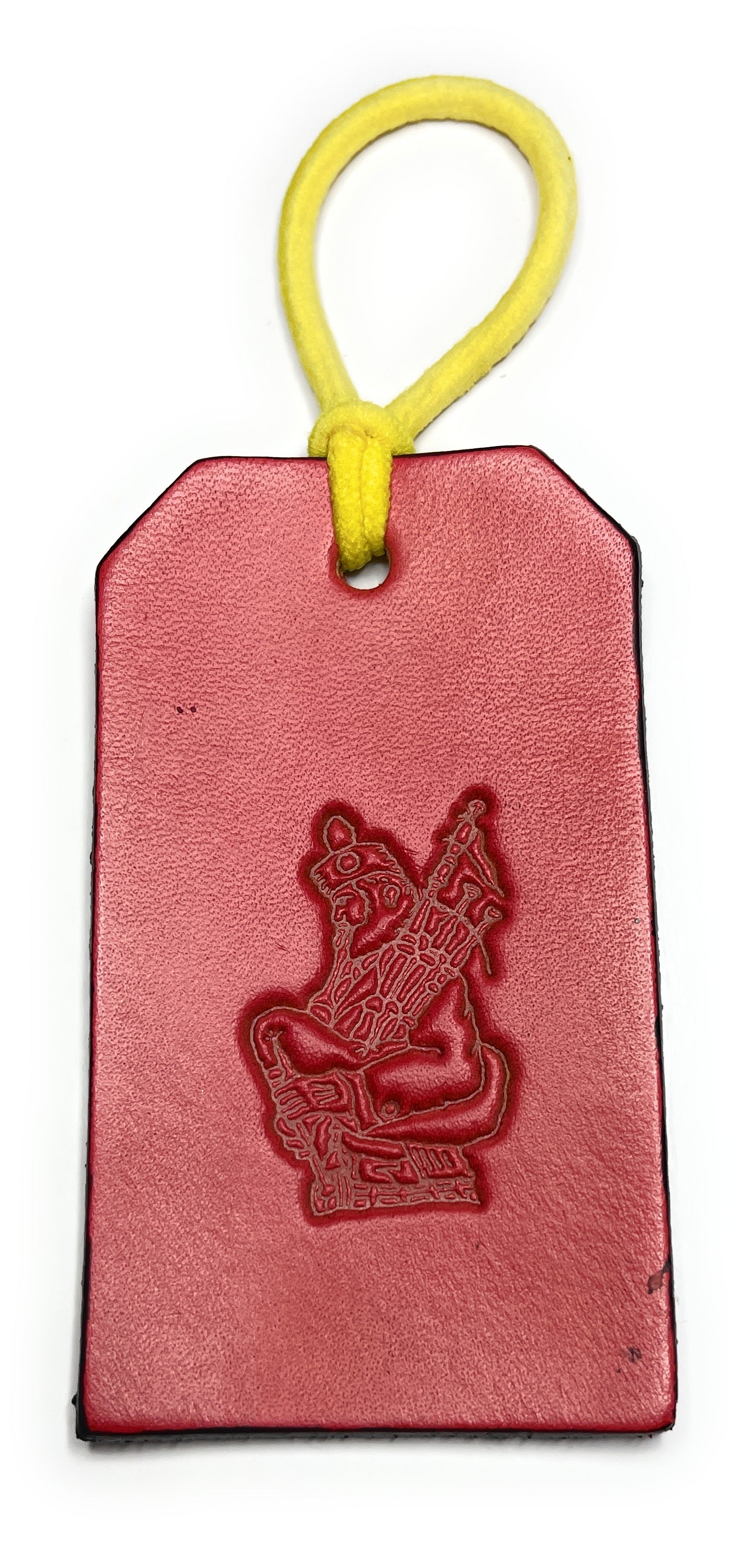 Handmade Leather Bagpiper Vintage Red Luggage Tag Bag Charm