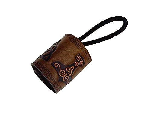 Handmade Celtic Triquetra, Thor's Hammer, Tree of Life Leather Hair Wrap