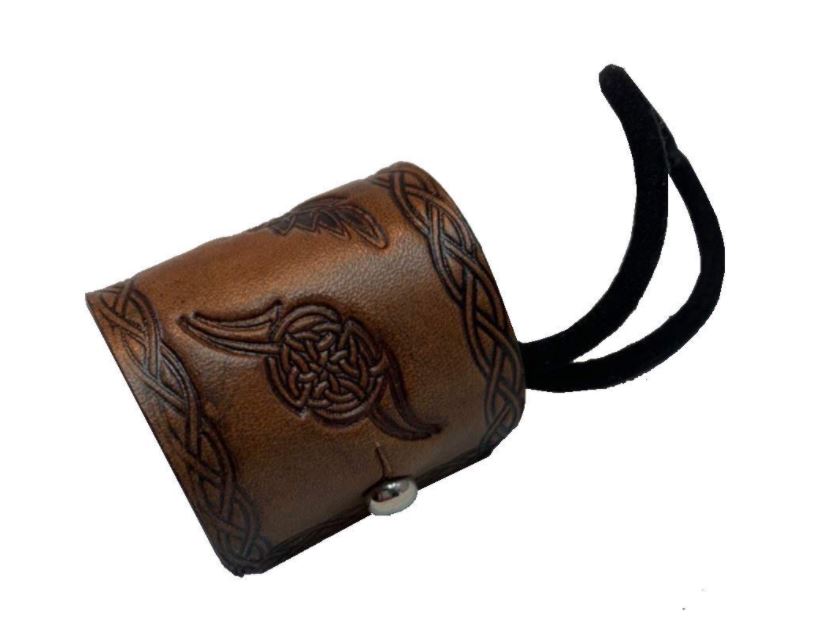 Handmade Brown Celtic Eagle Leather Hair Tie