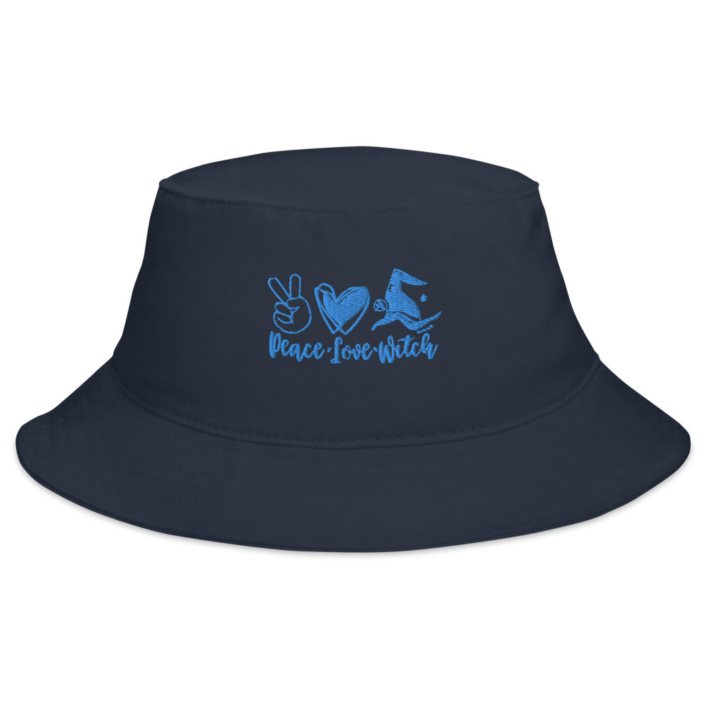 Peace, Love, Witch Navy Bucket Hat