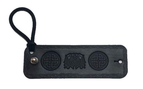 Handmade Black Leather Celtic Dragons Hair Tie Ponytail Holder