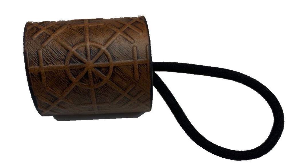 Handmade Brown Viking Helm of Awe Leather Hair Tie