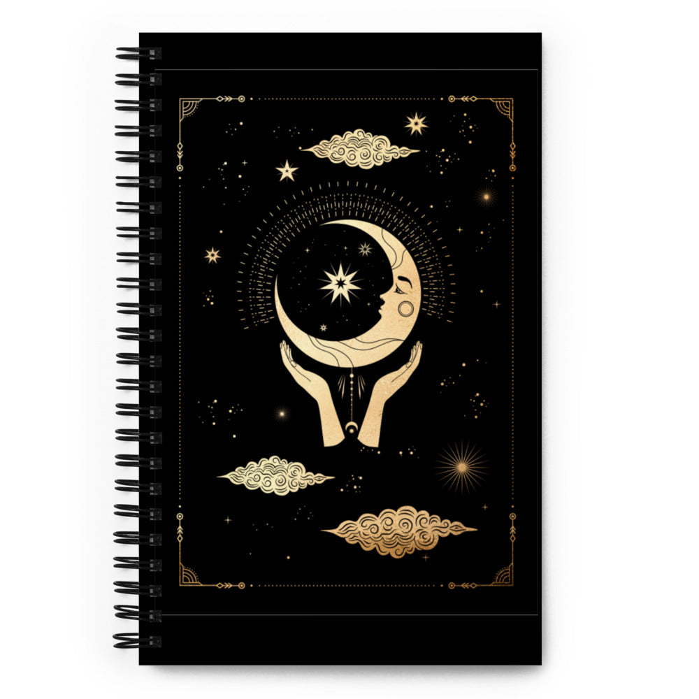 Black Moon and Hands Spiral notebook
