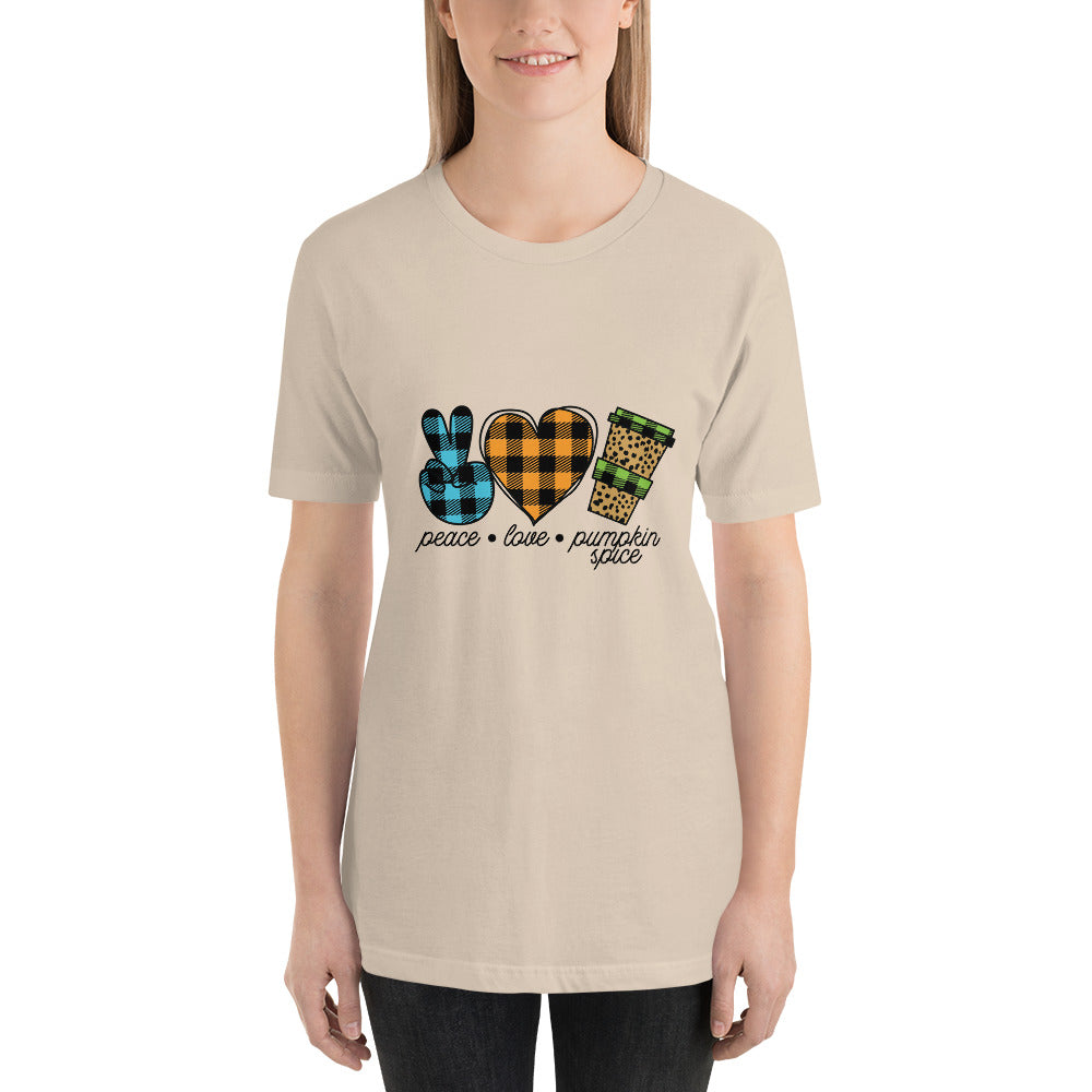 Peace, Love, and Pumpkin Spice Short-Sleeve Womens T-Shirt