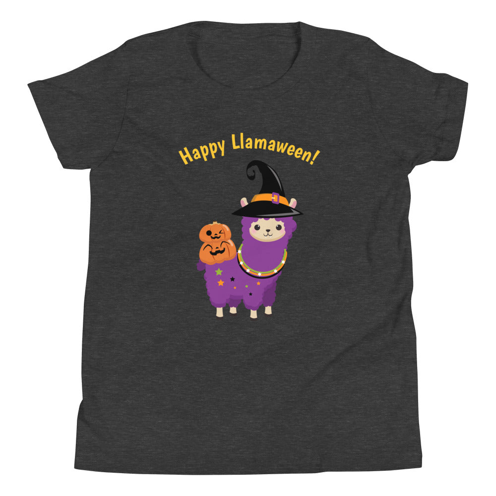 Happy Llamaween! Kid's Youth Halloween Llama Short Sleeve T-Shirt